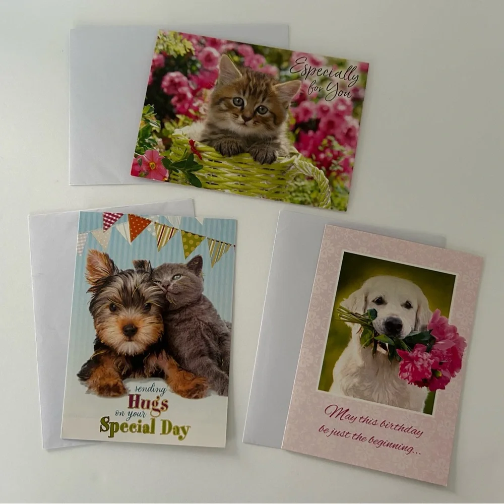 🦋 5/$25 - Dogs and Cats Themed Birthday Card Set